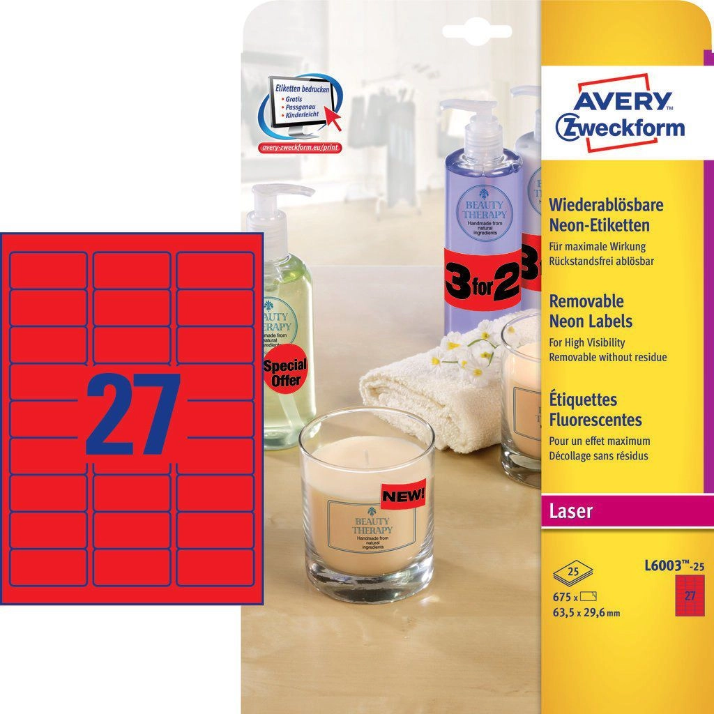 Avery Zweckform Neon labels 63.5