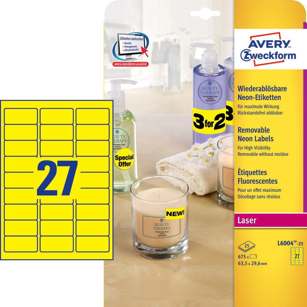 Avery Zweckform Neon labels 63.5