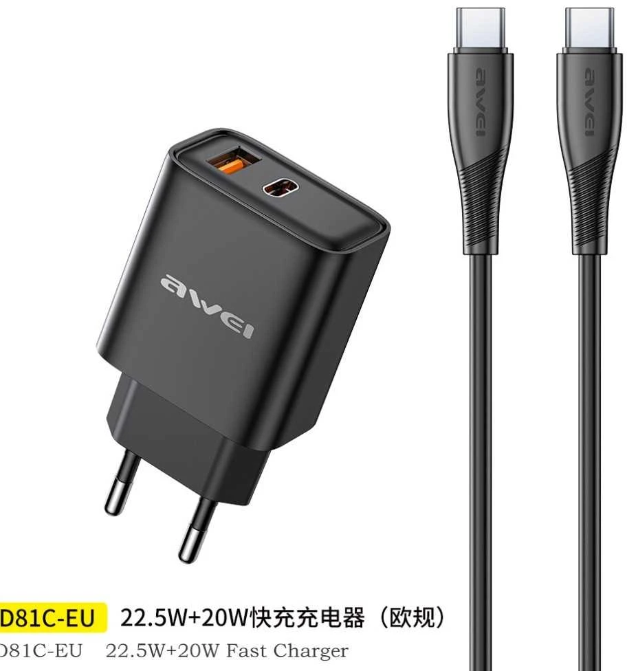 Charger Awei PD81C-EU 22.5W USB-A/USB-C