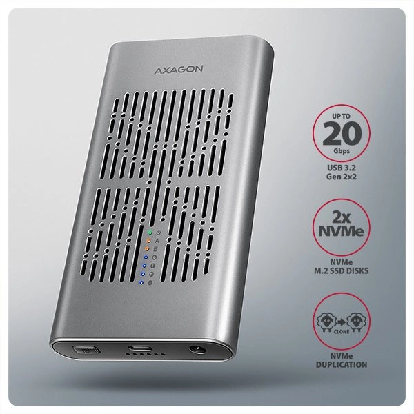 Axagon EEM2-20GD USB-C 20Gbps Dual M