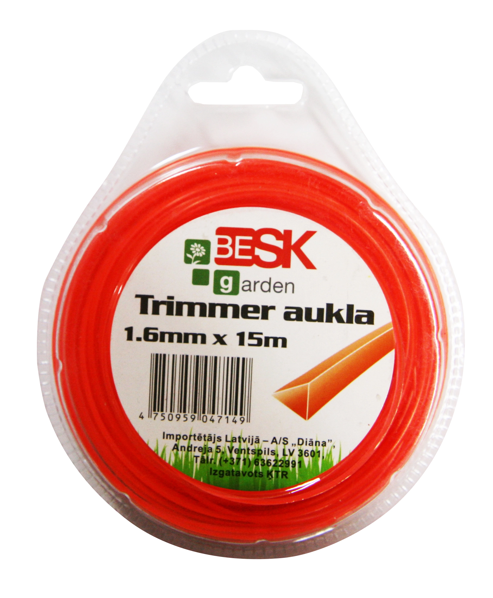 Trimmera aukla 1.6mm*15m trīsstūris 9047149
