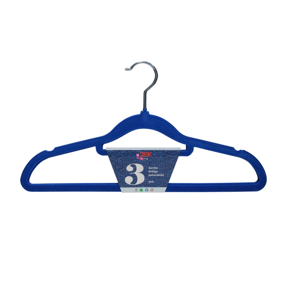 Clothes hanger velvet 42x23cm  3pcs blue