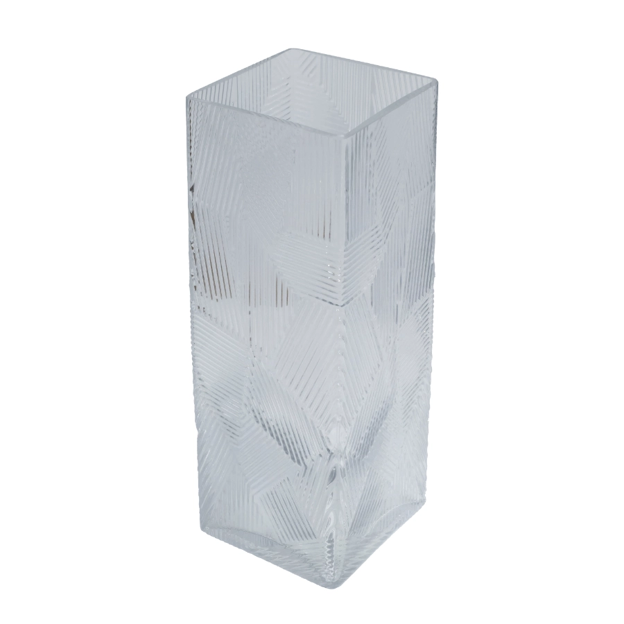 Vāze stikla ar rakstu 10x30cm  caurspīdīga