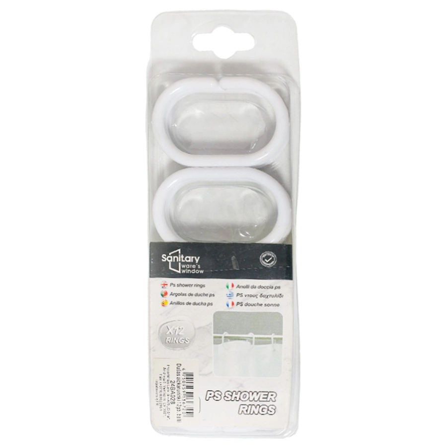 Dušas aizkaru riņķi 12gb balti 9136720