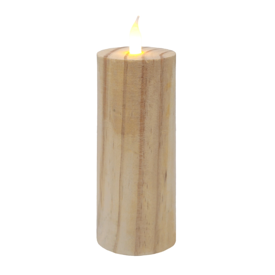 Dekors Svece LED 6x15cm koka efektu