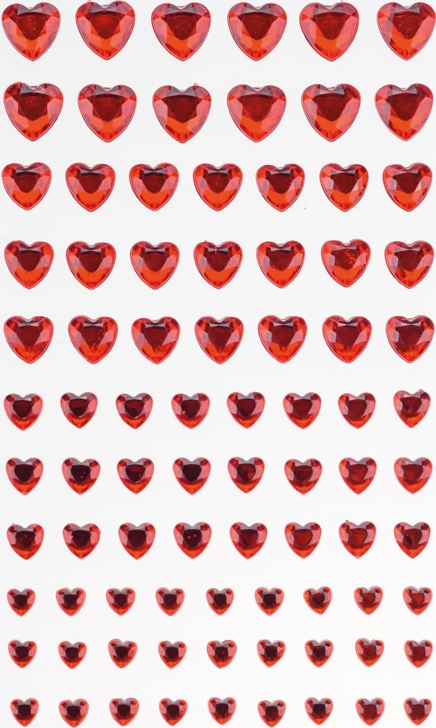 Red heart self-adhesive rhinestones 84 pcs