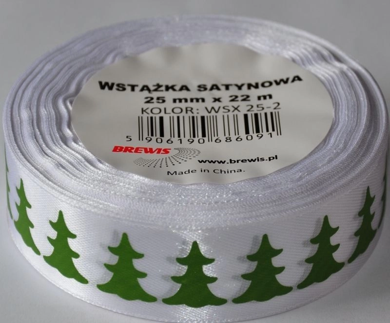 Satin ribbon with a Christmas motif
