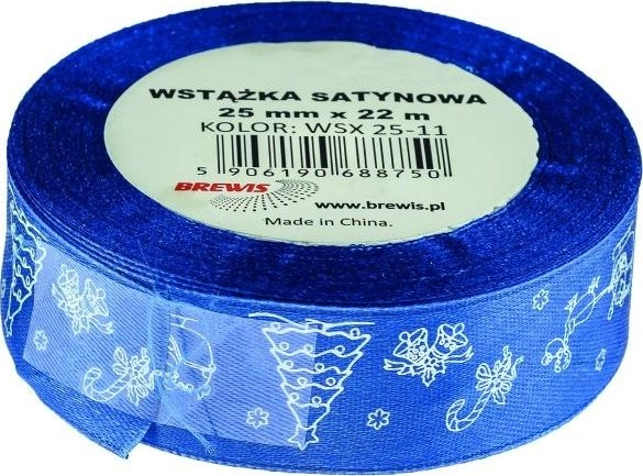 Satin ribbon with a Christmas motif