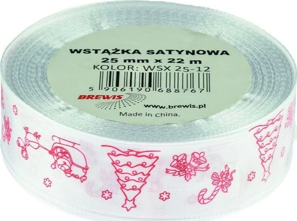 Satin ribbon with a Christmas motif