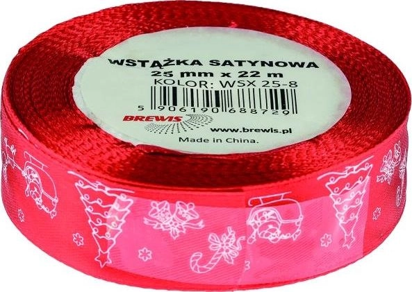 Satin ribbon with a Christmas motif