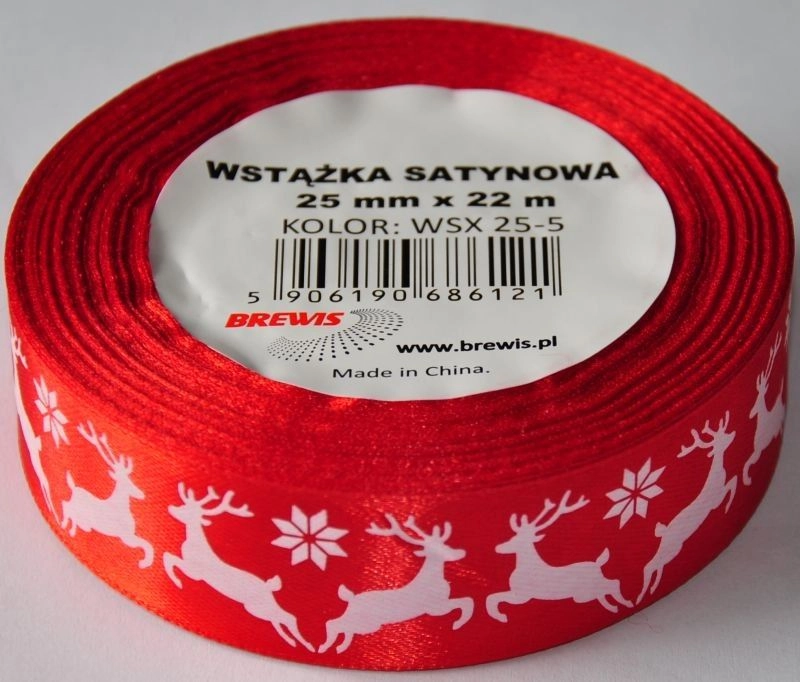Satin ribbon with a Christmas motif