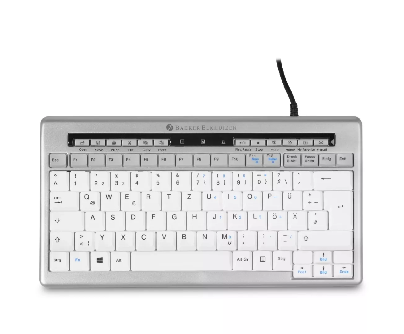 BakkerElkhuizen S-board 840 tastatūra Birojs USB QWERTZ Vācu Gaiši Pelēks, Balts