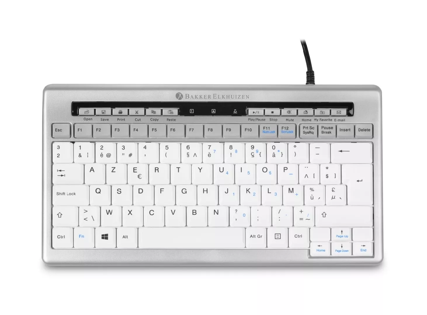 BakkerElkhuizen S-board 840 tastatūra Birojs USB QWERTY Britu angļu valoda Gaiši Pelēks, Balts