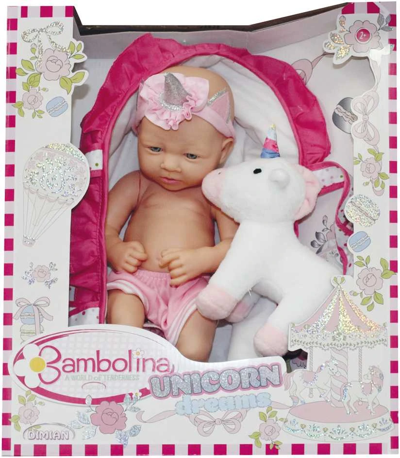 BAMBOLINA lėlė - kūdikis su pliušiniu