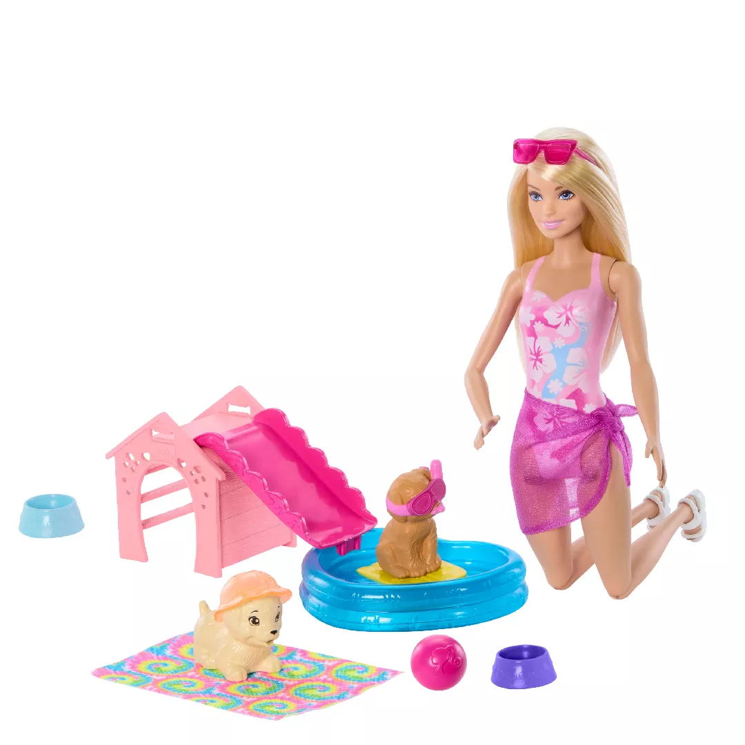 Barbie Puppy Pool Party Playset with