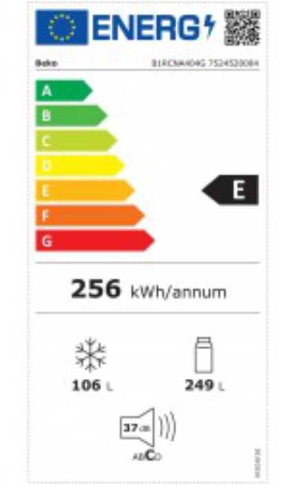 BEKO Refrigerator B1RCNA404G height 203.5