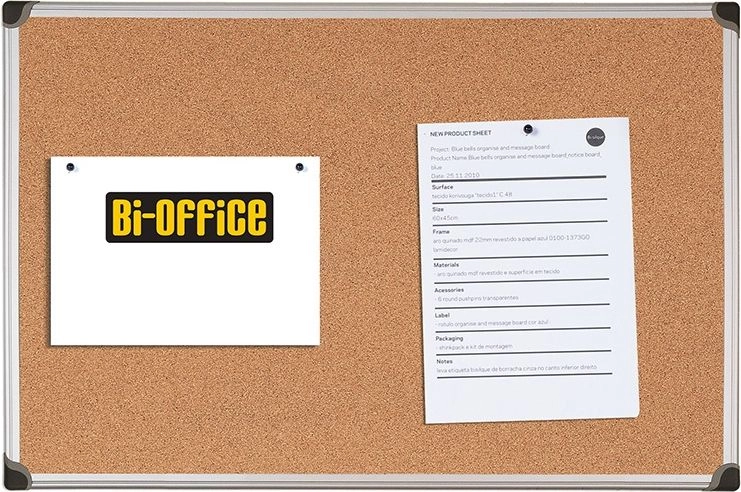 Bi-Office MAYA cork board in aluminum