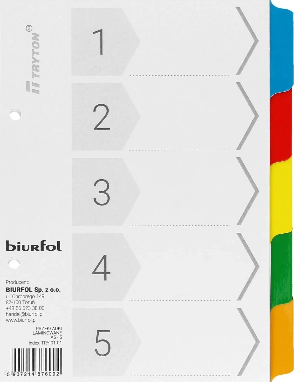 Biurfol Biurfol cardboard dividers A5 5