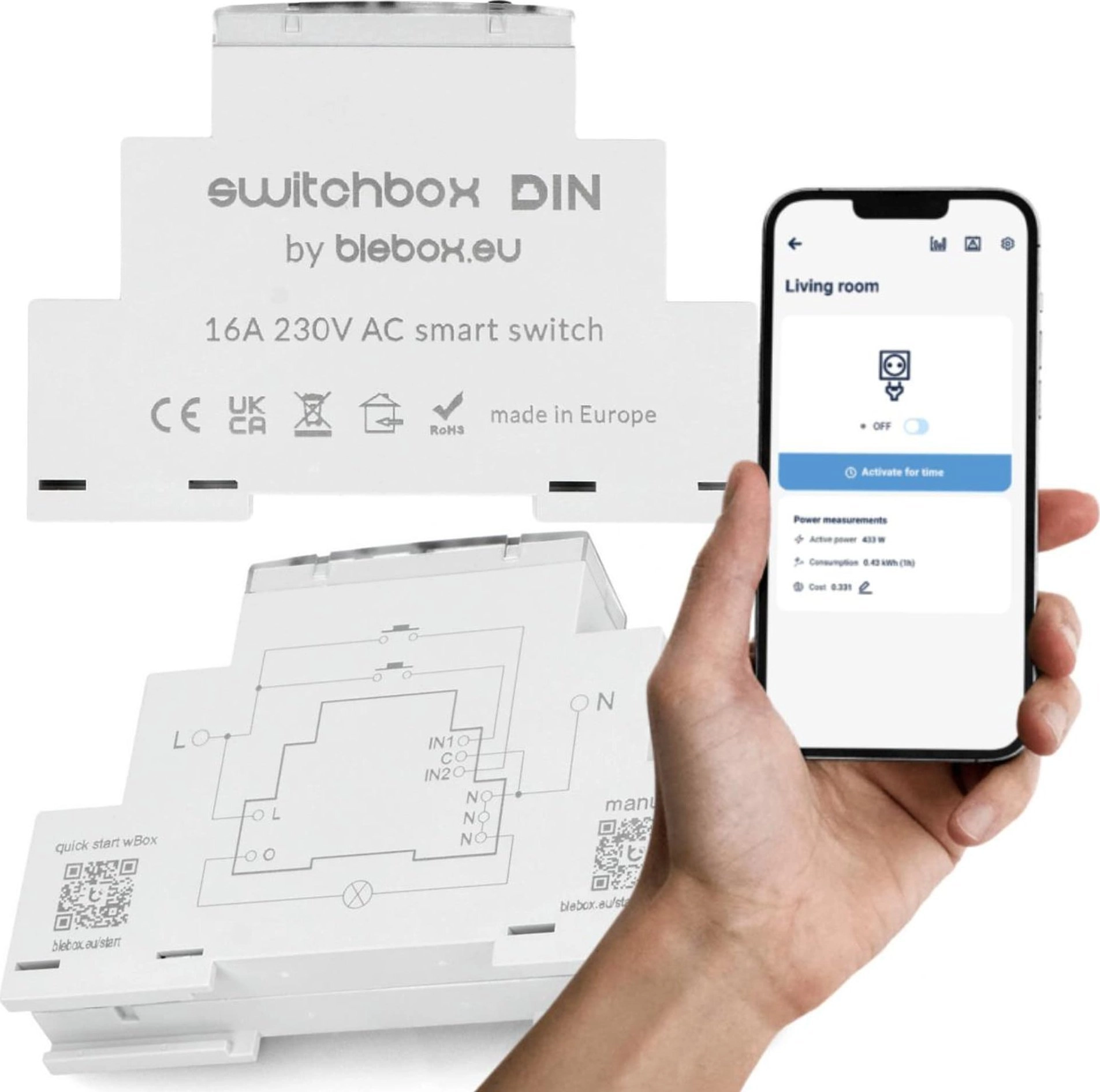 Blebox switchBox DIN - ON/OFF switch