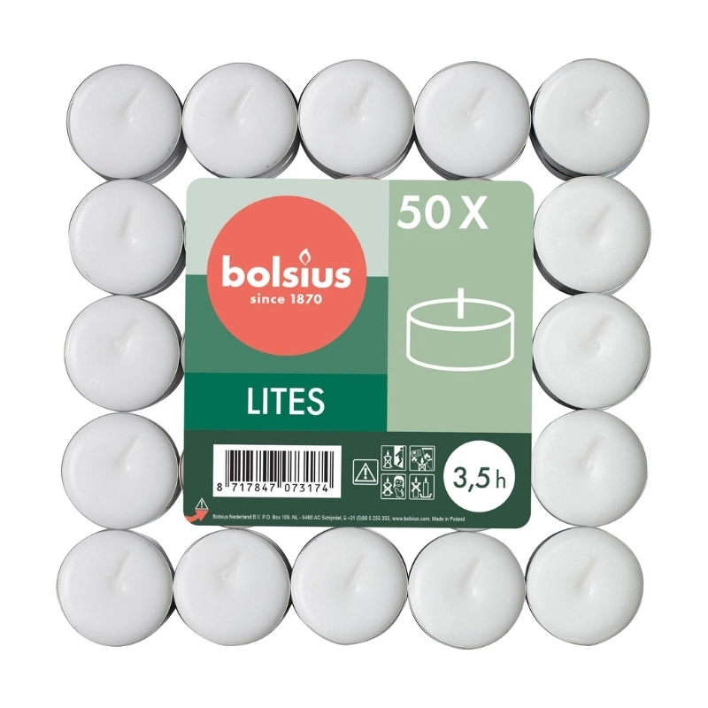 Tējas sveces 50gab. baltas 37297700
