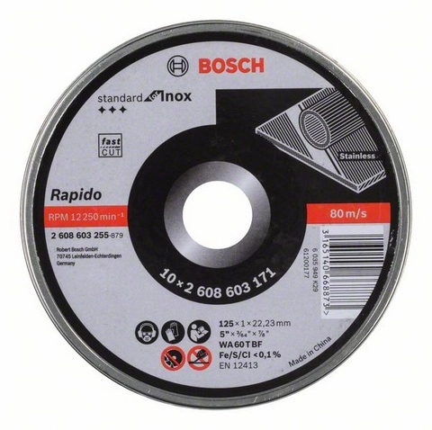 Bosch Cutting disc Rapido 125x22x1mm  INOX