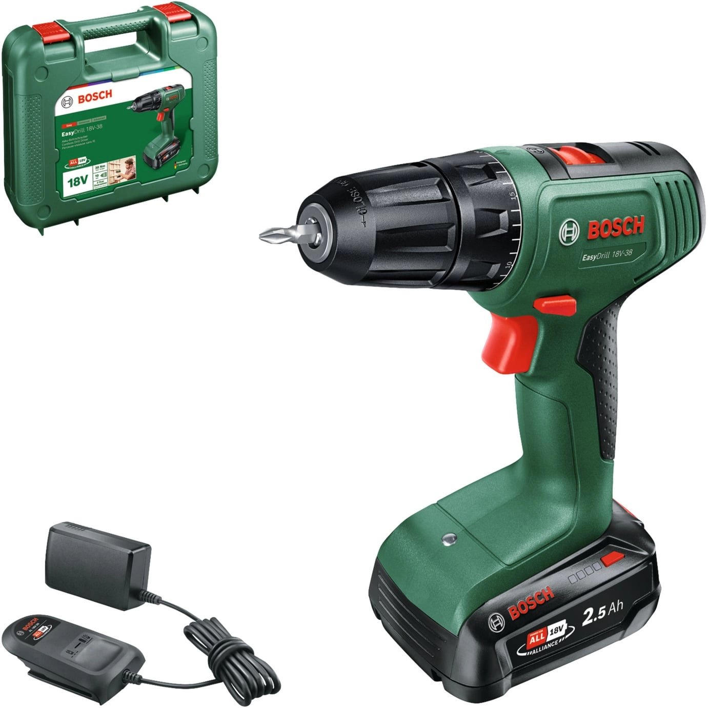 Powertools cordless drill/driver EasyDrill 18V-38 (green/black
