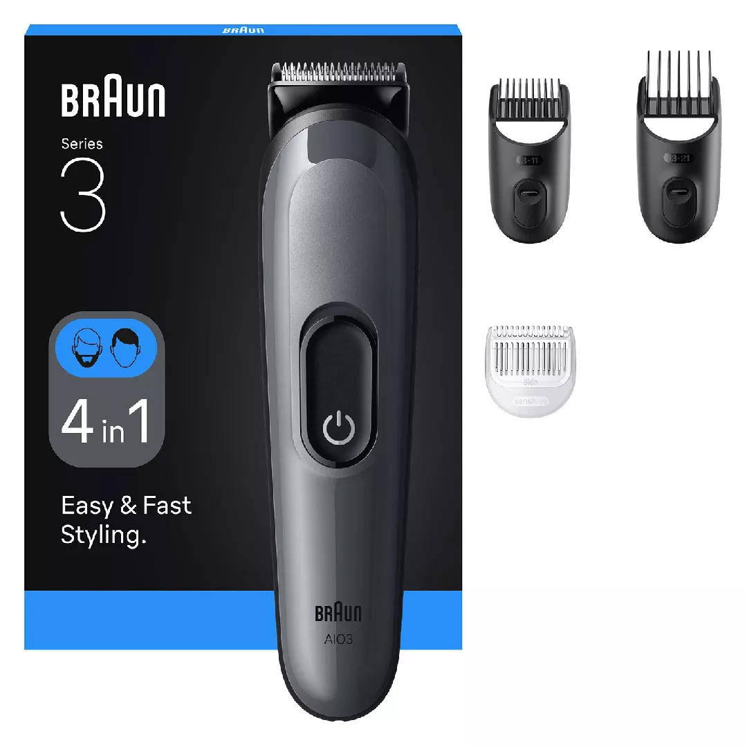 Braun AIO3500 hair trimmers/clipper Black Grey