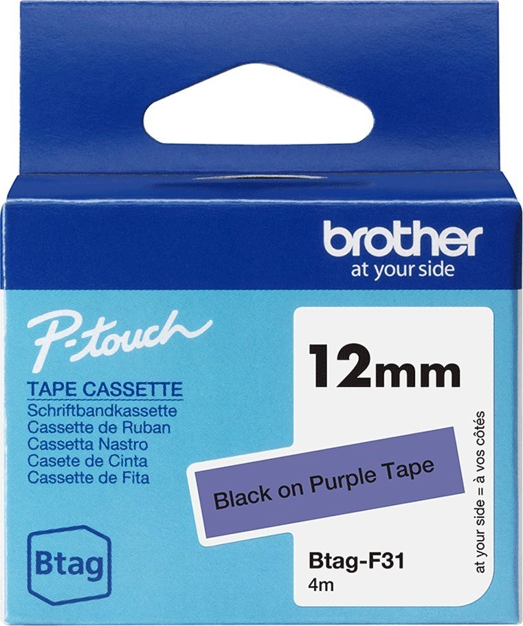Brother label tape 12mmx4m black/purple BTAG-F31