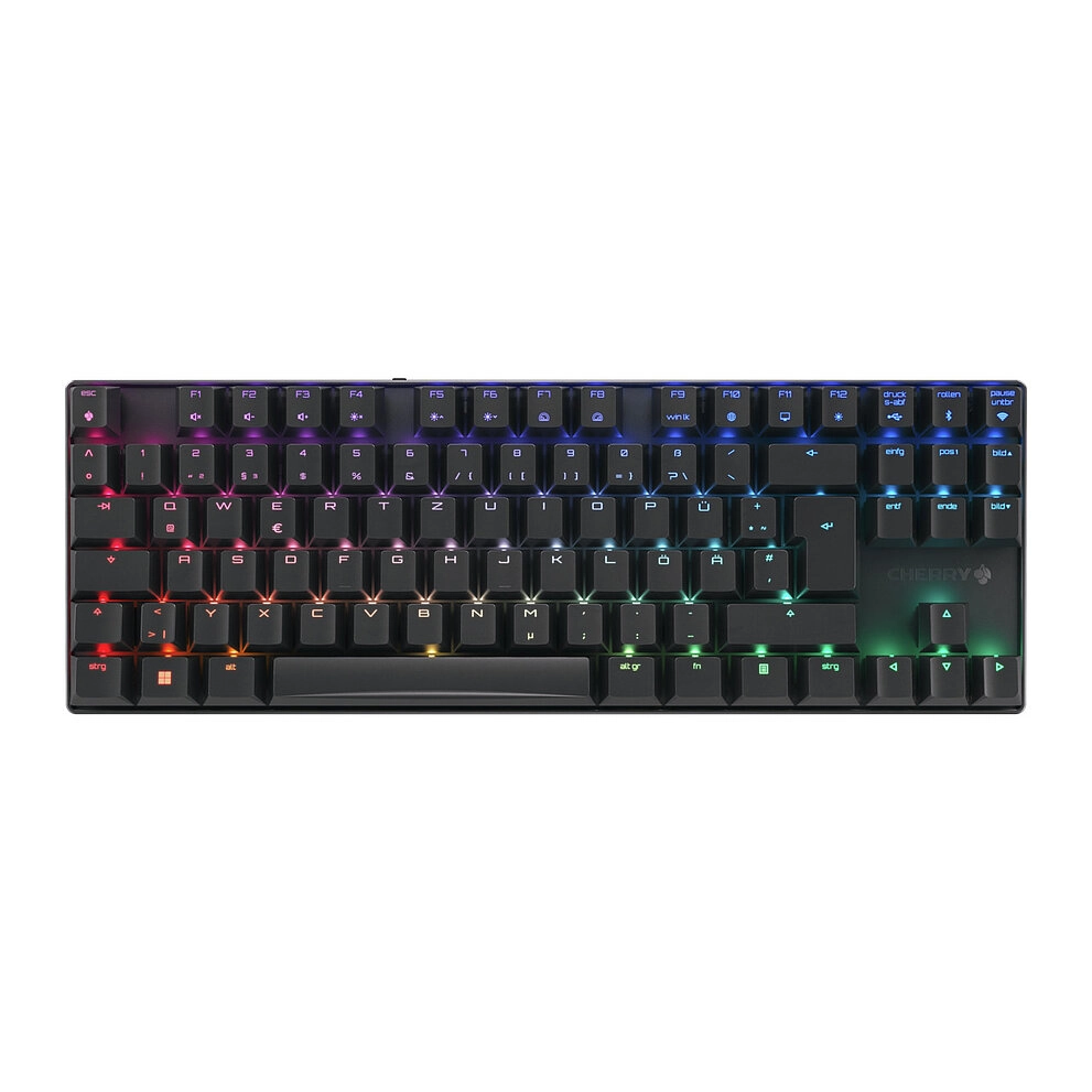 CHERRY MX 8.2 TKL Wireless RGB tastatūra Speļu USB + RF Wireless + Bluetooth QWERTZ Vācu Melns