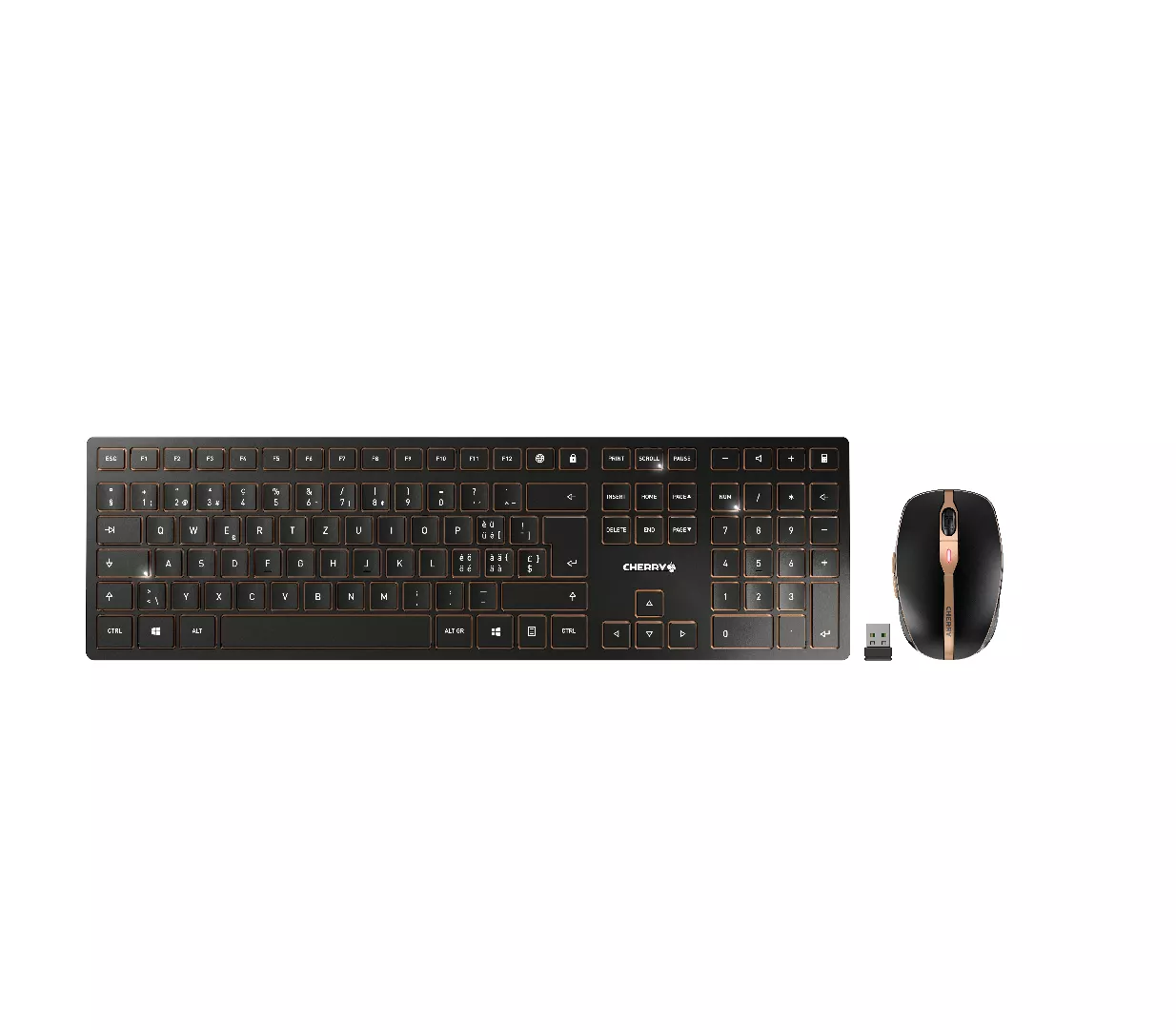 CHERRY DW 9100 SLIM tastatūra Pele iekļauta Universāls RF bezvadu sakari + Bluetooth QWERTZ Swiss Melns