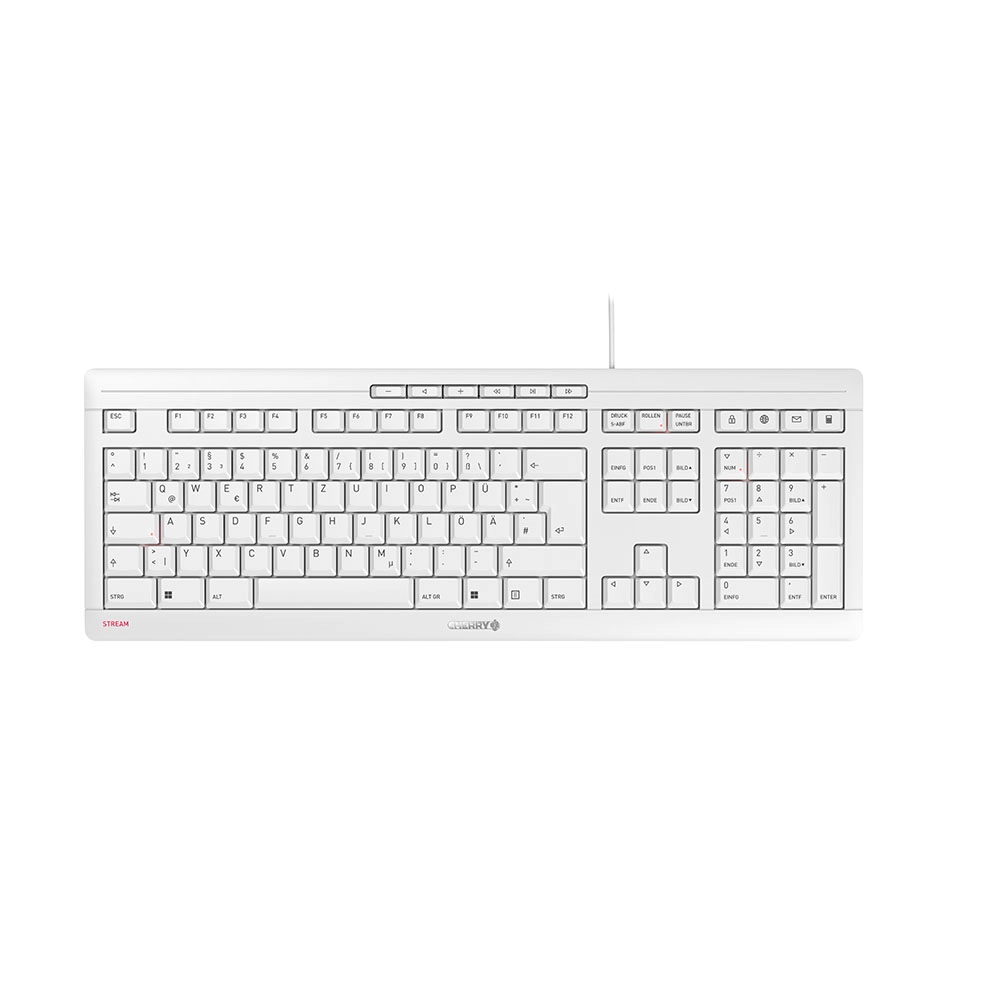 CHERRY STREAM tastatūra Birojs USB QWERTZ Vācu Balts