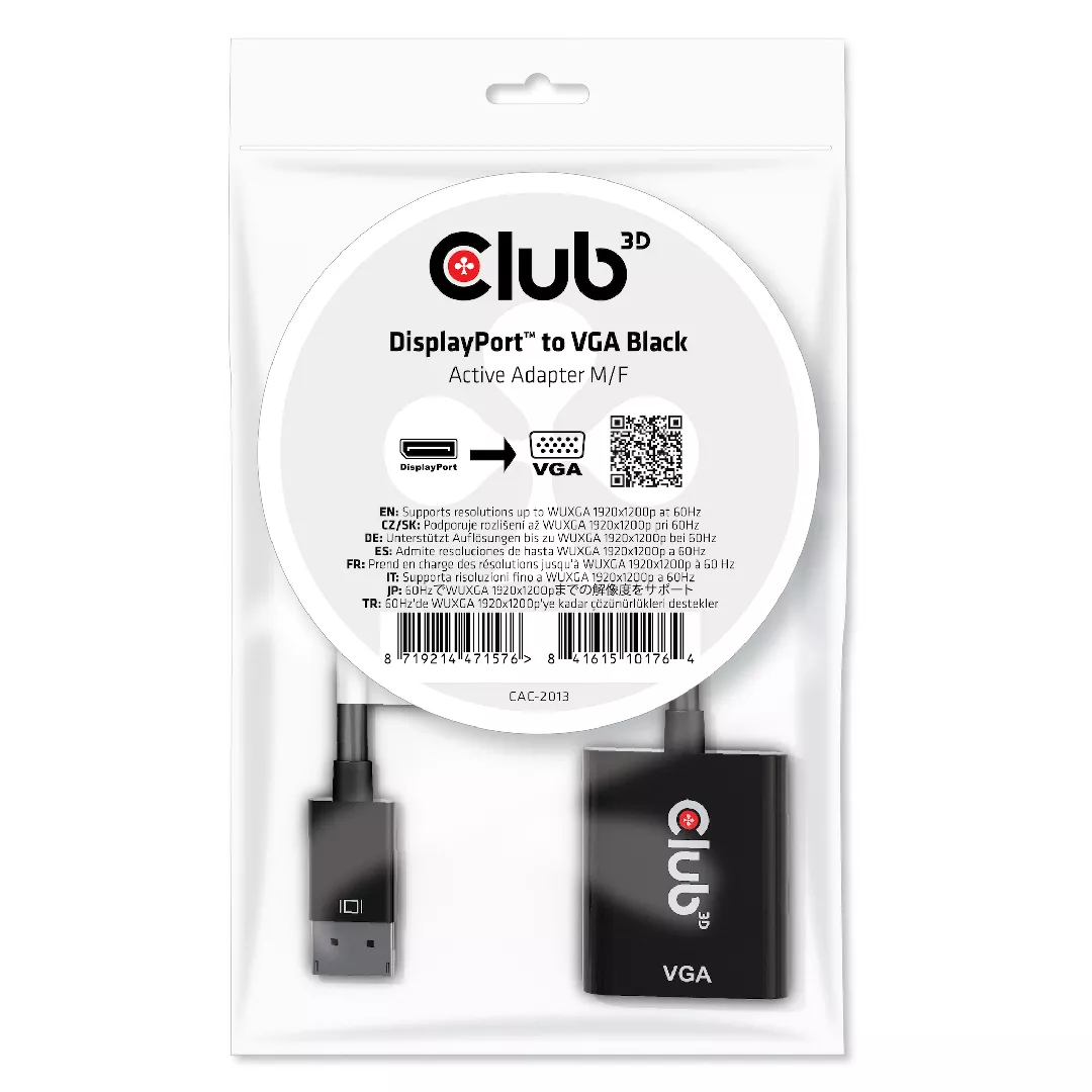 CLUB3D DisplayPort™ to VGA Black Active