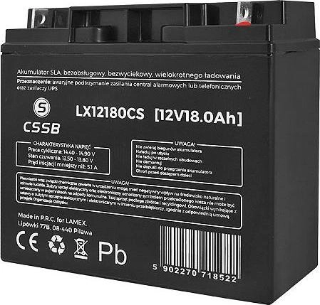 CSSB Akumulator żelowy 12V 18Ah LX12180CS