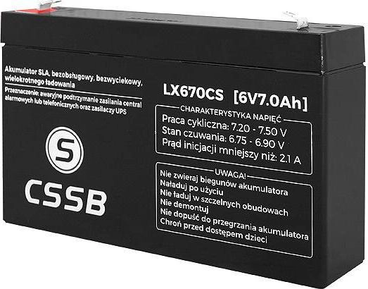 CSSB Gel battery 6V 7Ah LX670CS