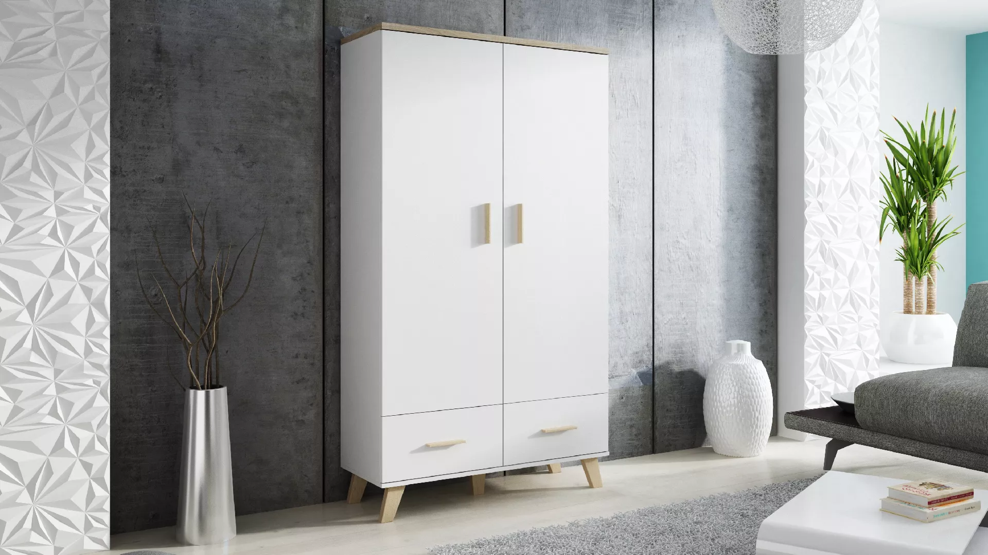 Cama wardrobe LOTTA 2D2D white +