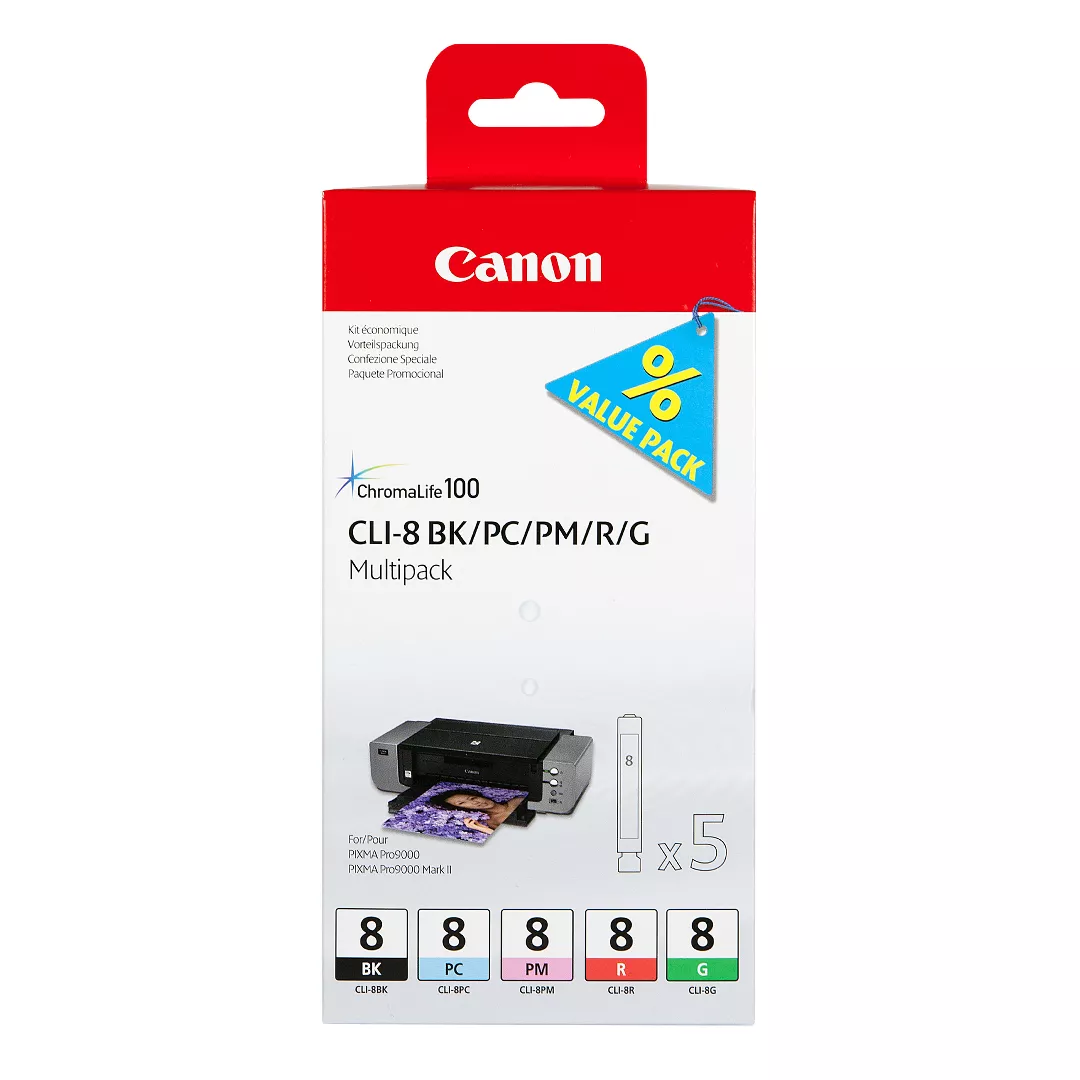 Canon CLI-8 BK/PC/PM/R/G 5 Ink Cartridge