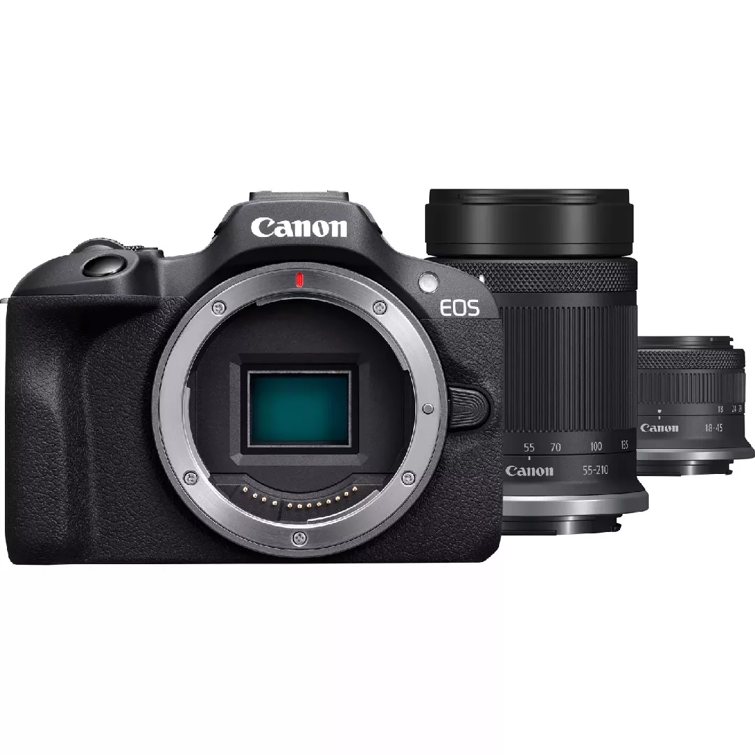 Canon EOS R100 + 18-45 + 55-210mm, black