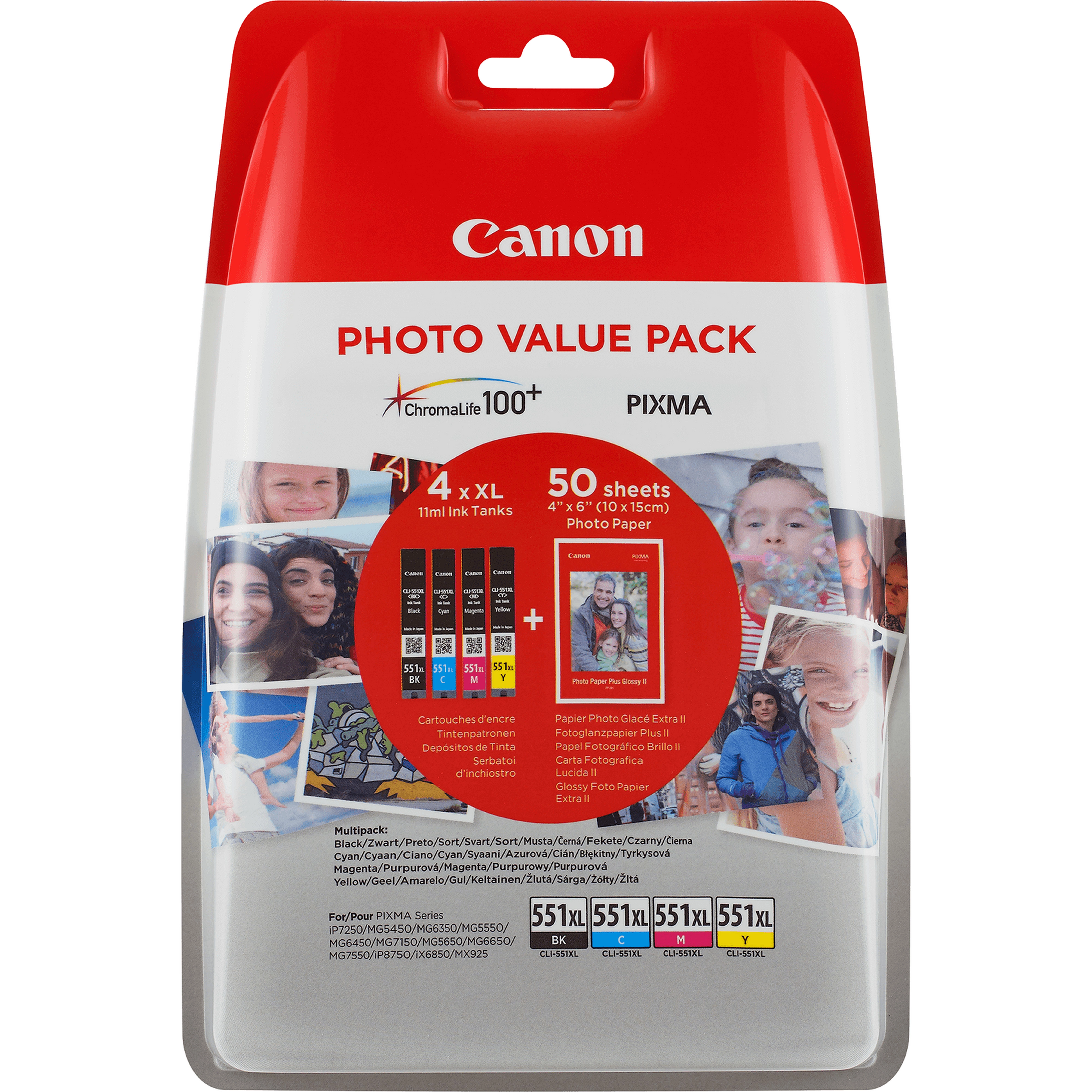 Canon CLI-551XL High Yield BK/C/M/Y Photo