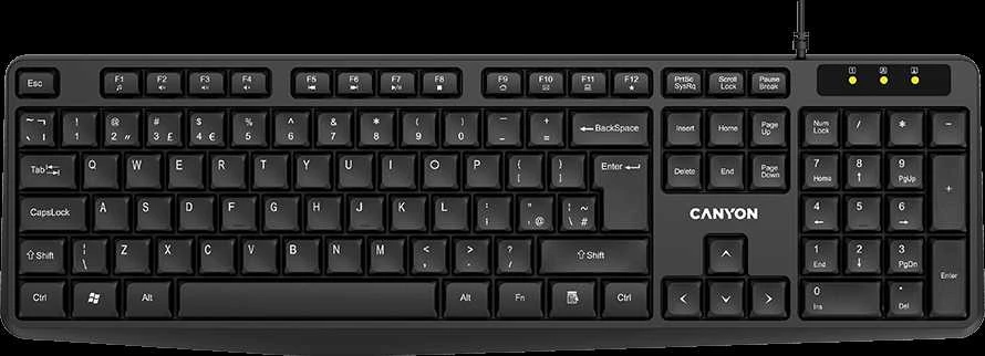 CANYON Klawiatura KB-1 UK Przewodowa Czarna