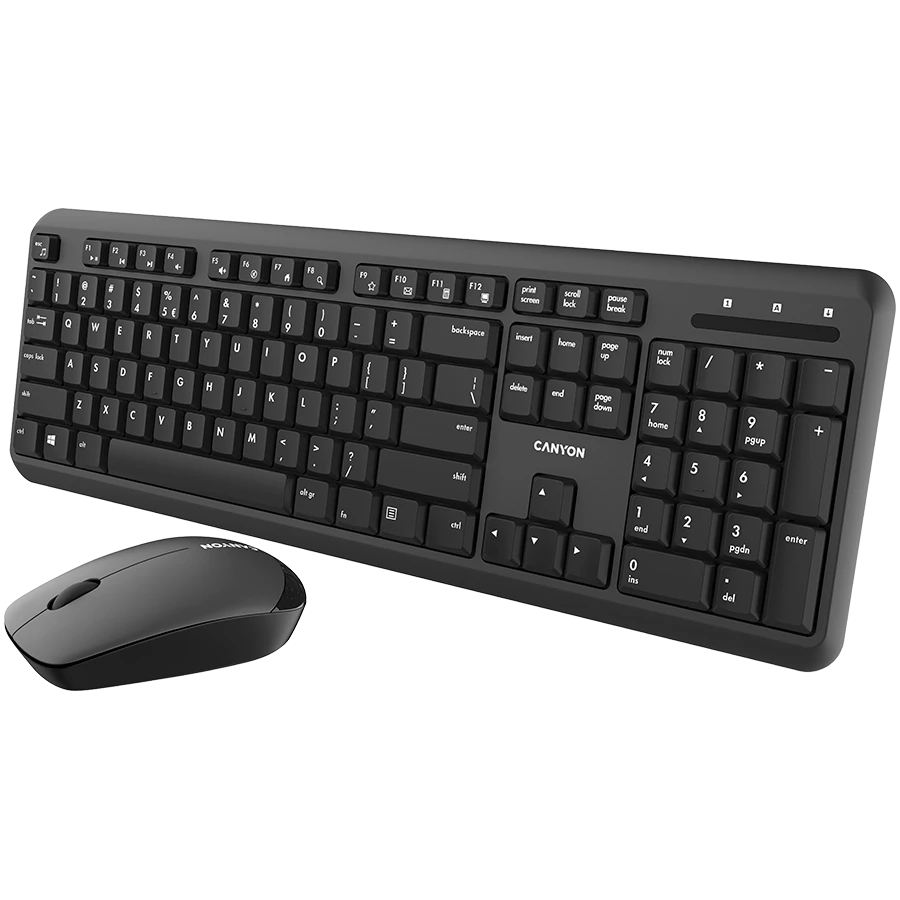 CANYON SET-W20 Lielbritānija / ASV Tastatūra un pele Velvet Wireless Black