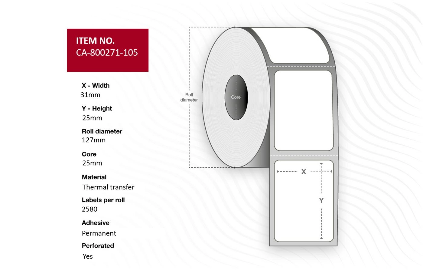 Capture CA-800271-105 printera etiķete CA-800271-105 Label