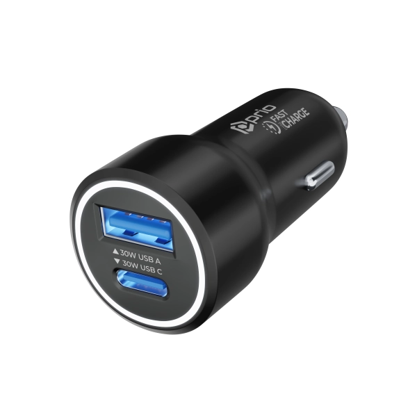 Prio DUAL Car Charger USB A+USB