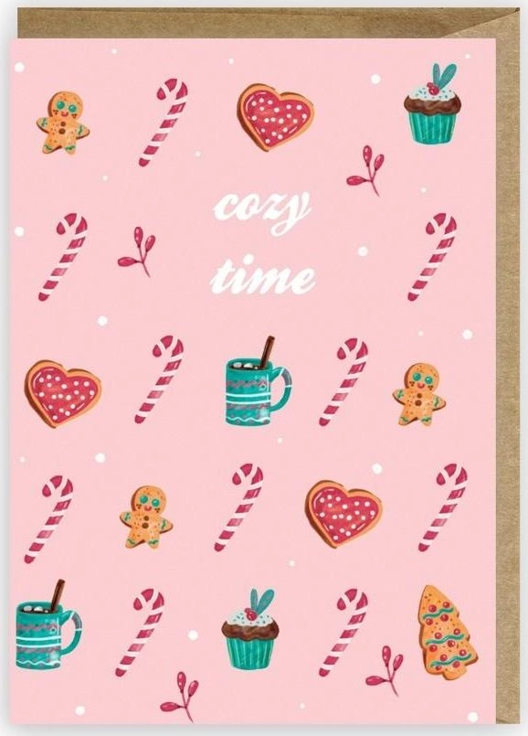 Cozy time Christmas card eco envelope