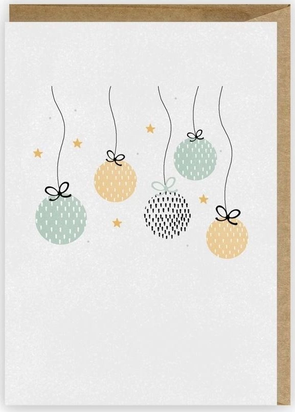 Christmas baubles card eco envelope K082
