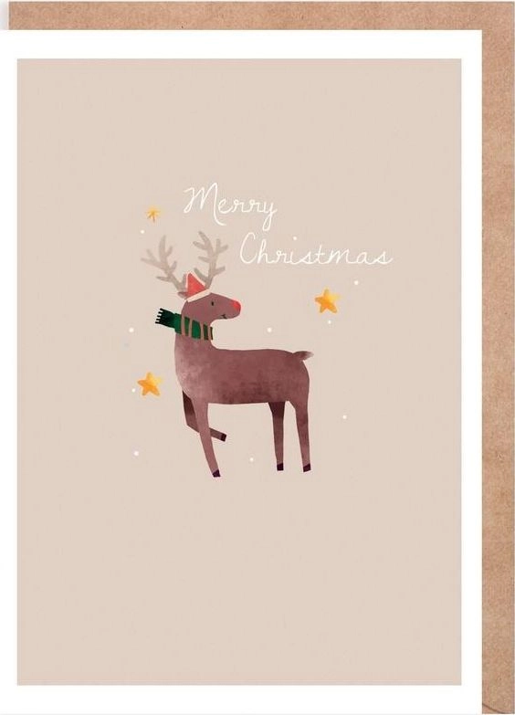 Reindeer Christmas card eco envelope K127