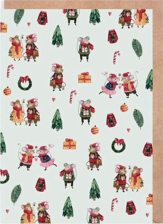Christmas Mice card eco envelope K142