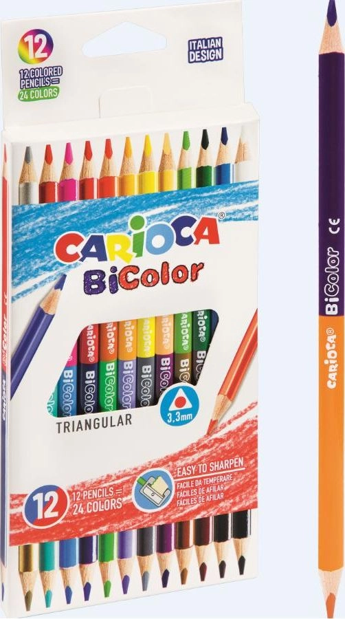 Carioca Triangular pencil crayons BiColor 12/24