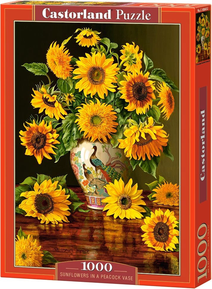 Castorland Sunflowers in a Peacock Vase