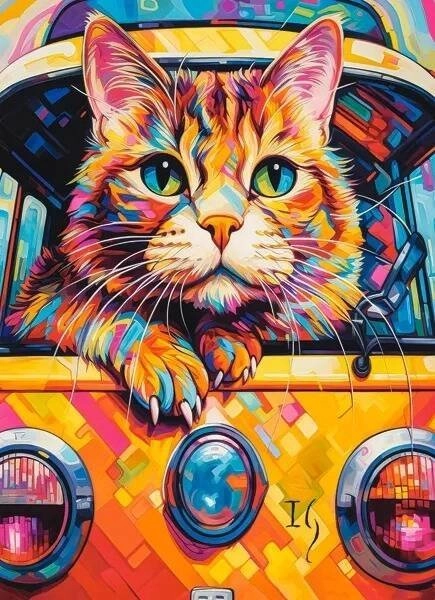 Castorland Puzzle 100 Cat Bus Travel
