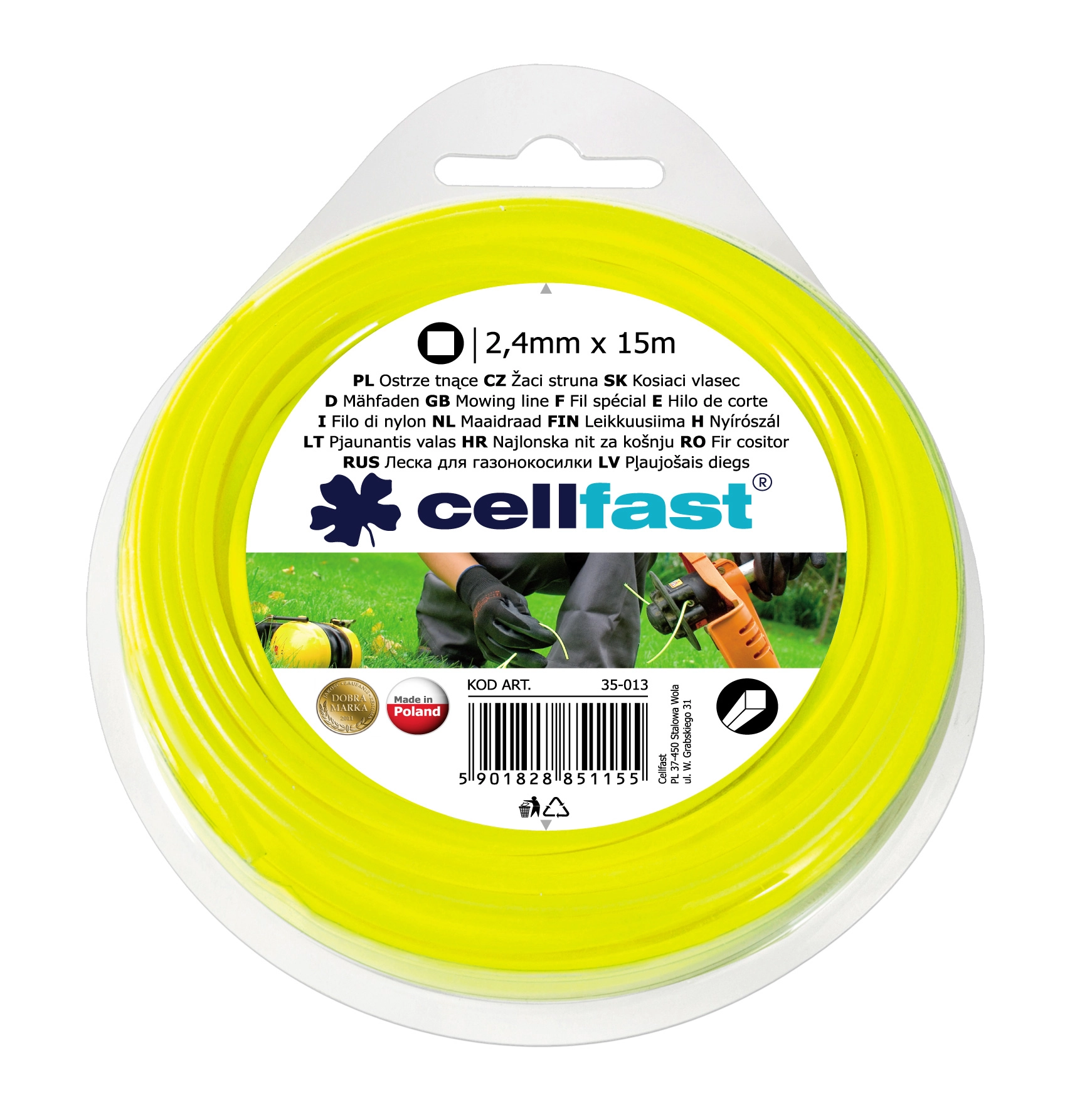 Cellfast Żyłka tnąca kwadrat 2 4mm